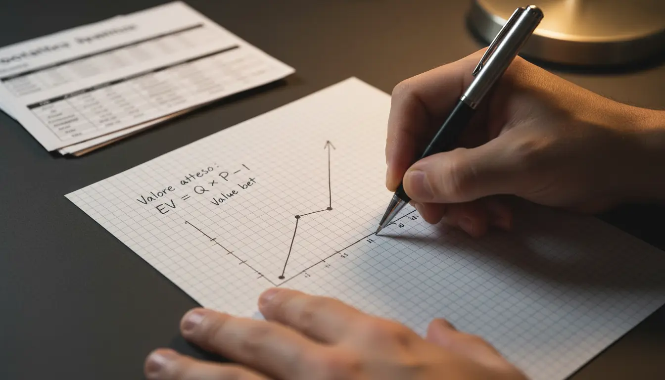 Primo piano di un foglio con grafici a linee e annotazioni scritte a mano su partite di calcio